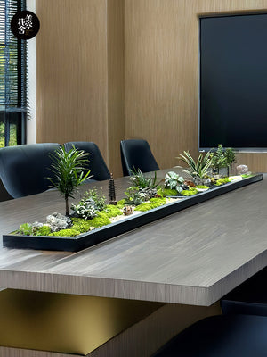 Full set of framed long table micro landscape dec